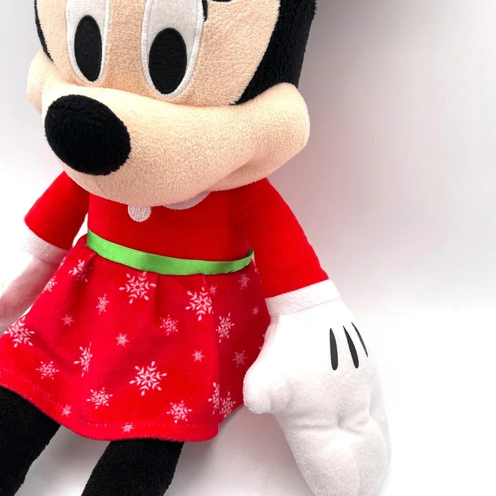 Disney Minnie Mouse Plush Toy Kids Large Red Snowflake Holiday Christmas Dress